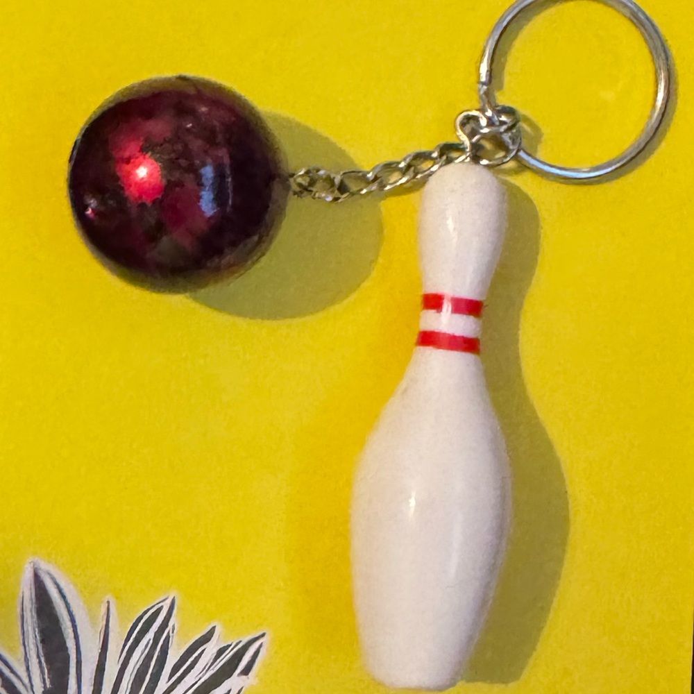 Bowling Pin and Ball Keychain